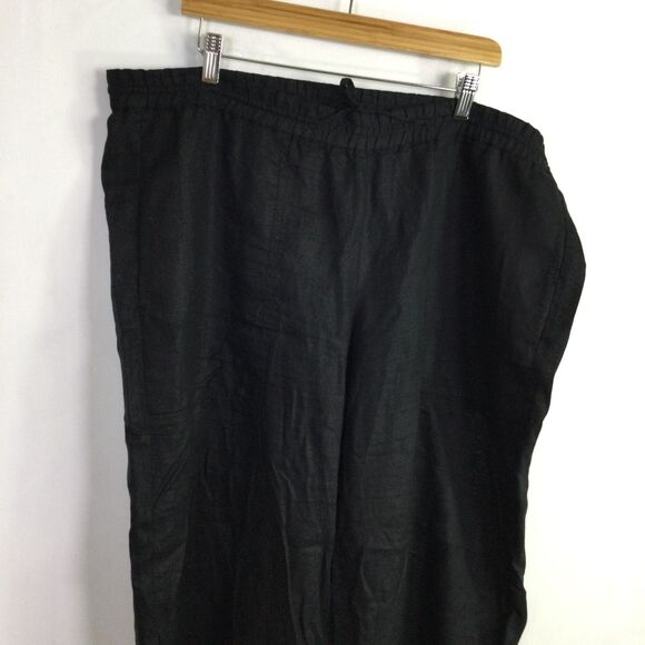 Eileen Fisher Womens Linen Cropped Pant Drawstring Waist Linen Black Size Large - Picture 9 of 16